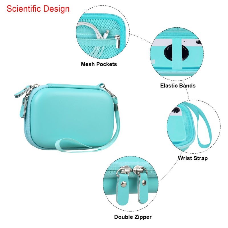 Elonbo Camera Carrying Case for Kodak Printomatic Digital Instant Print Camera  Portable Bluetooth Photo Printer Storage Holder Bag  Mesh Bag Fits Photo Paper MicroSD Card USB Cable  Green+Green - Image 4
